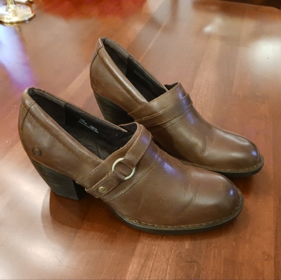 Women’s Born booties shoes loafers heels brown leather size 11 - Picture 1 of 6